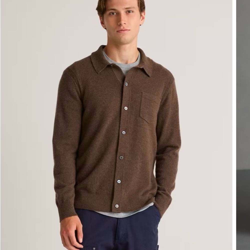 Men's H&M Tan (brown) Button-Up Sweater Jacket
